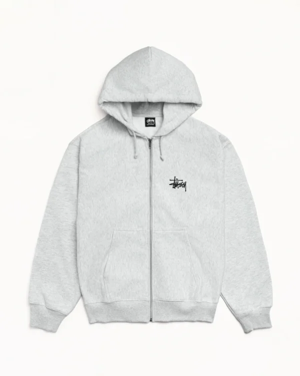 Basic Stussy Zip Up Hoodie Ash Heather