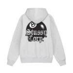 Crop 8 Ball Stussy Hoodie Ash Heather