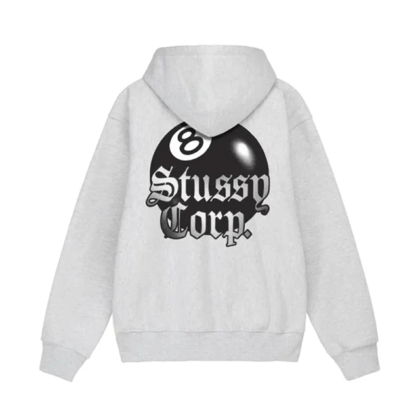 Crop 8 Ball Stussy Hoodie Ash Heather