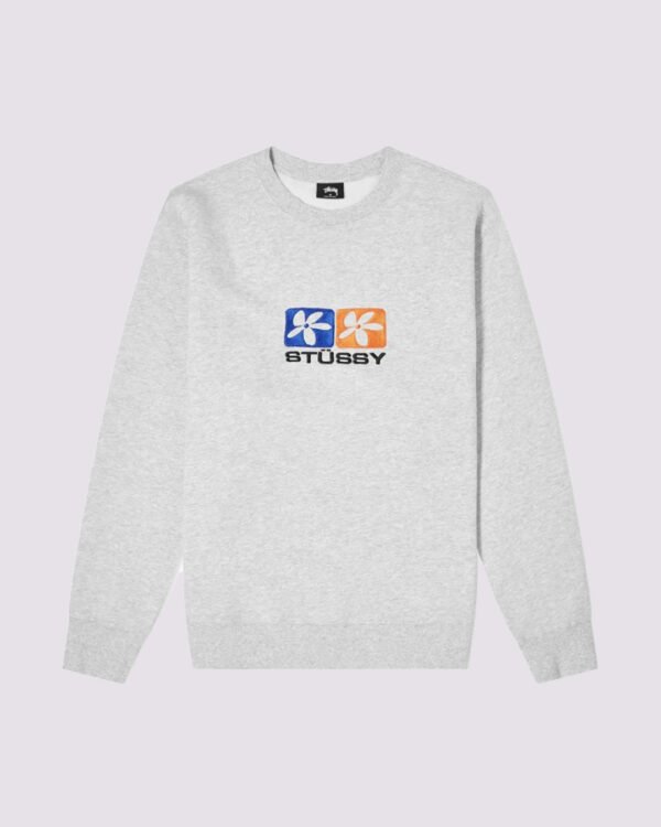 Stussy 2 Flowers Crew Ash Heather