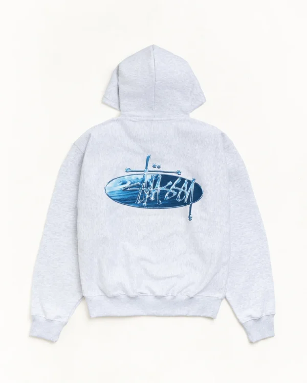 Stussy Wave Oval Hoodie Ash Heather