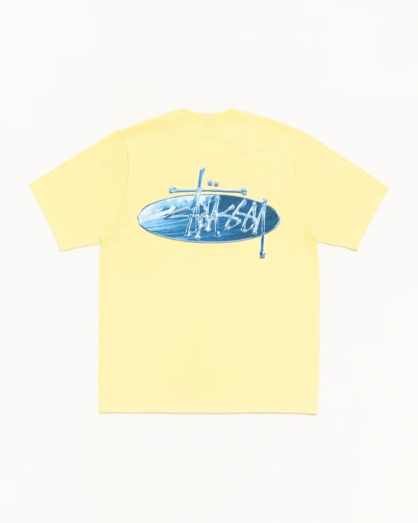Stussy Wave Oval Tee Yellow Back