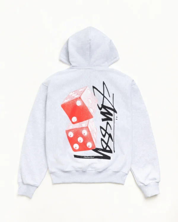 Tall Dice Stussy Zip Up Hoodie Ash Heather